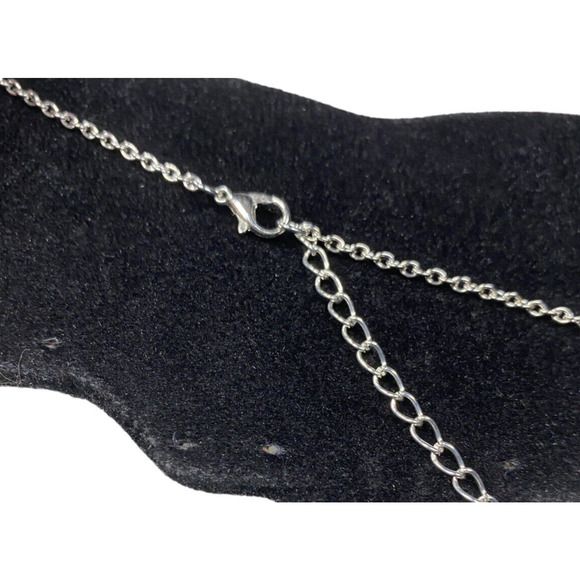 Black Enameled Textured Panel Chevron-Style Chain /Marcasite drop MCM Necklaces - Picture 3 of 11